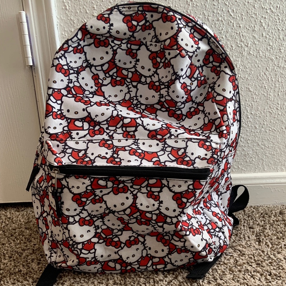 Hello Kitty White and Red Patterned Kids Backpack